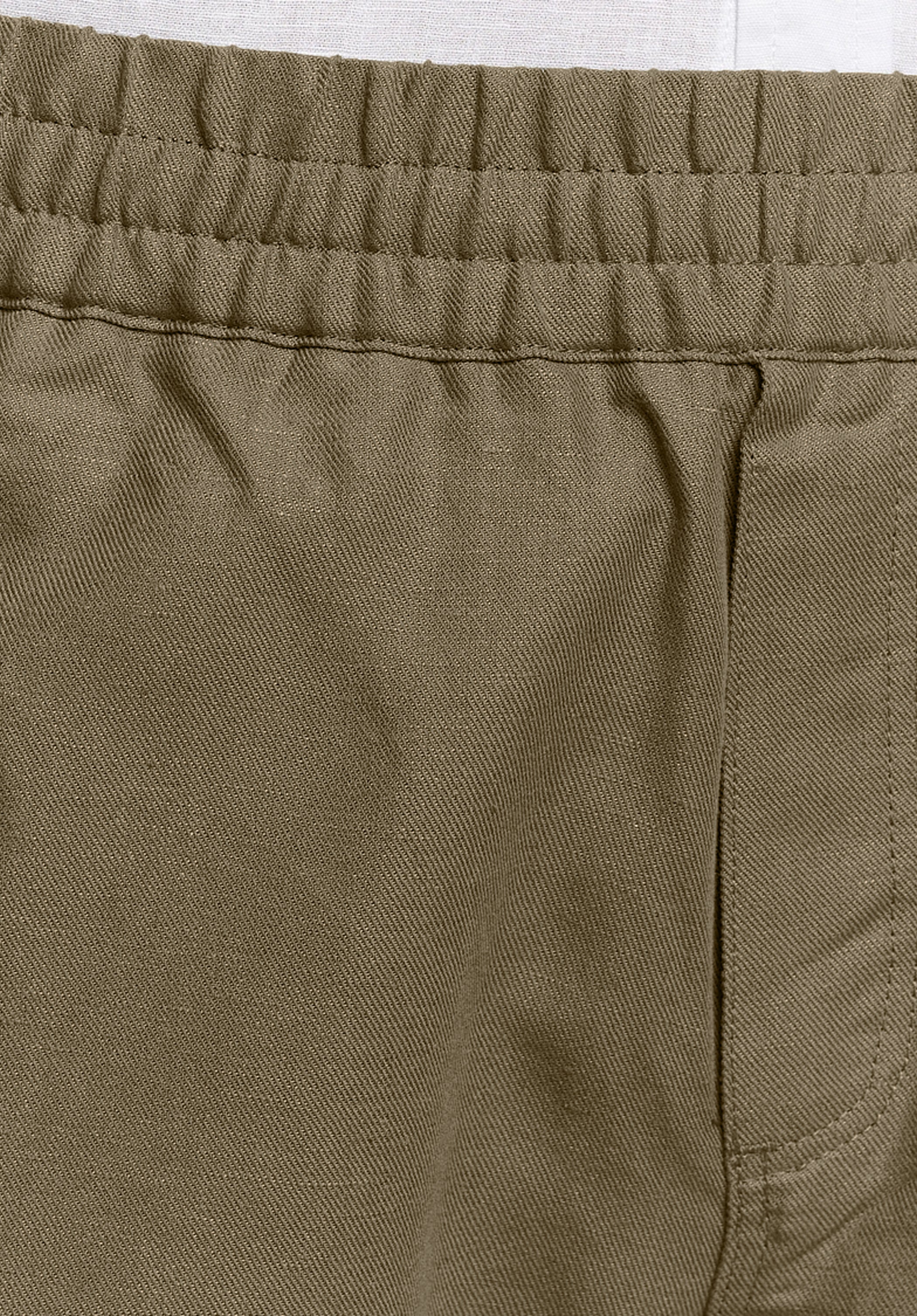 Khaki Cotton Linen Shorts