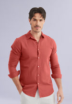 Load image into Gallery viewer, DARK CORAL BAMBOO SILK SHIRT
