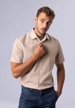 Load image into Gallery viewer, KHAKI HALF BAMBOO SILK SHIRT
