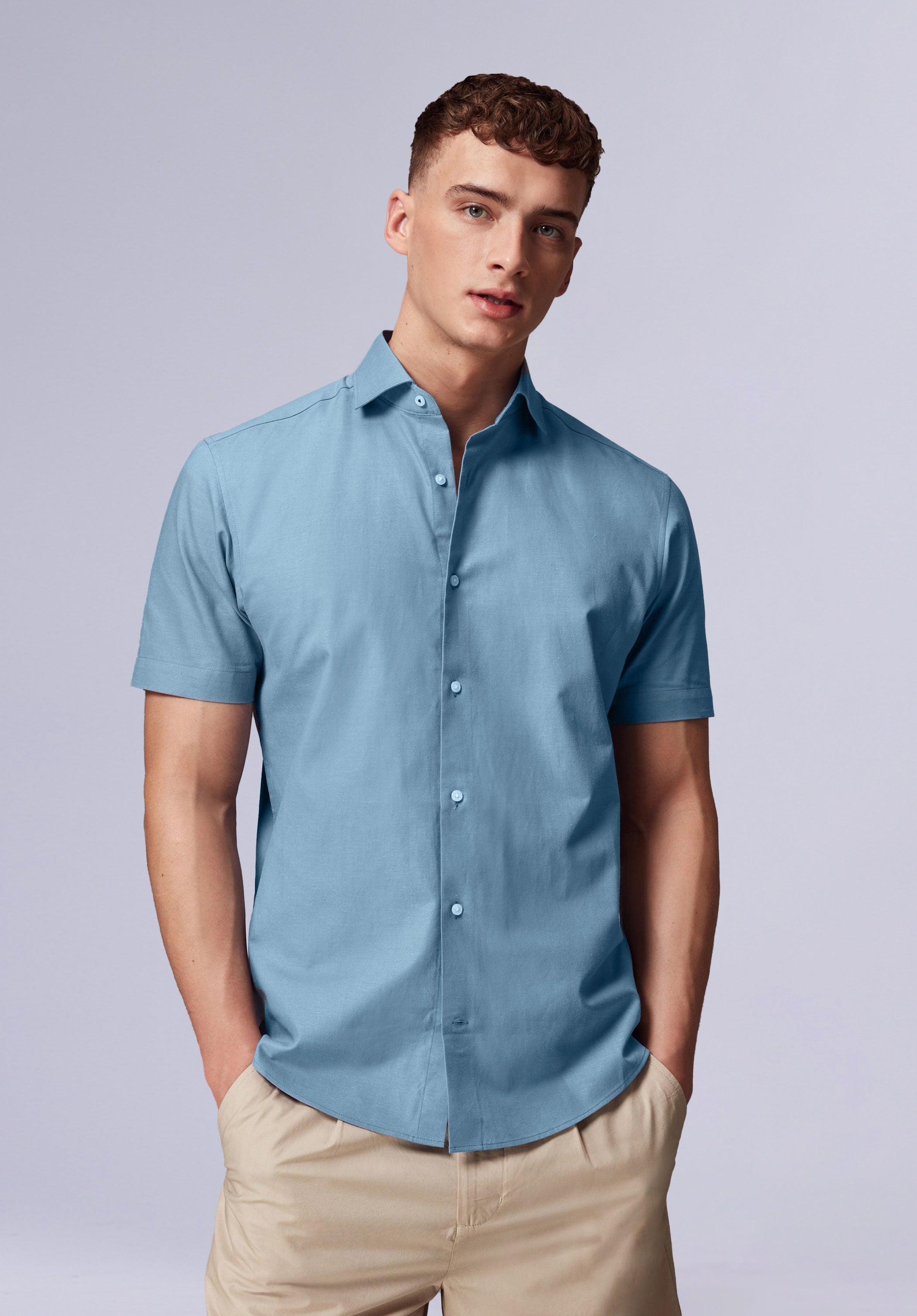 TEAL HALF BAMBOO SILK SHIRT