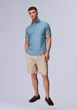 Load image into Gallery viewer, TEAL HALF BAMBOO SILK SHIRT
