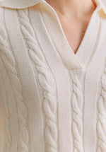 Load image into Gallery viewer, SNOW MERINO POLO SWEATER
