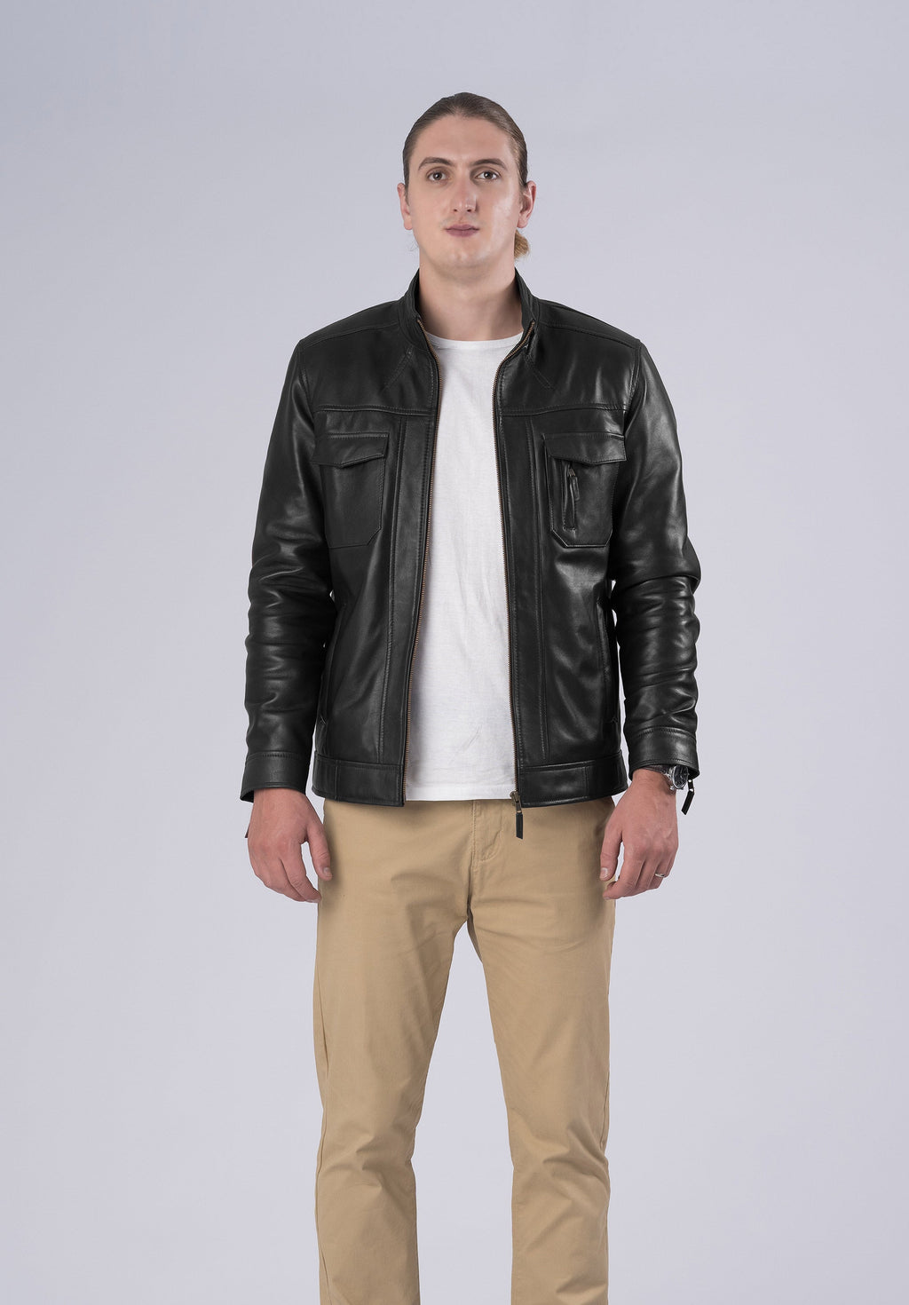 biker luxury leather jacket-men
