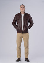 Load image into Gallery viewer, biker luxury leather jacket-men
